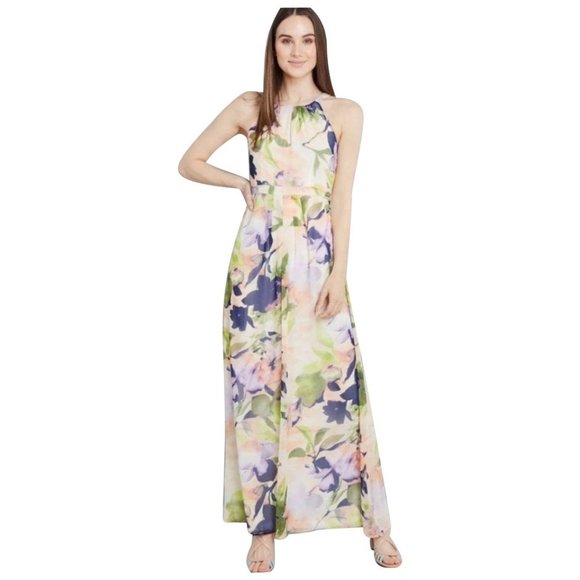 Womens Plus Size 1X ModCloth Essence Of Presence Floral Chiffon Maxi Dress - Picture 1 of 9